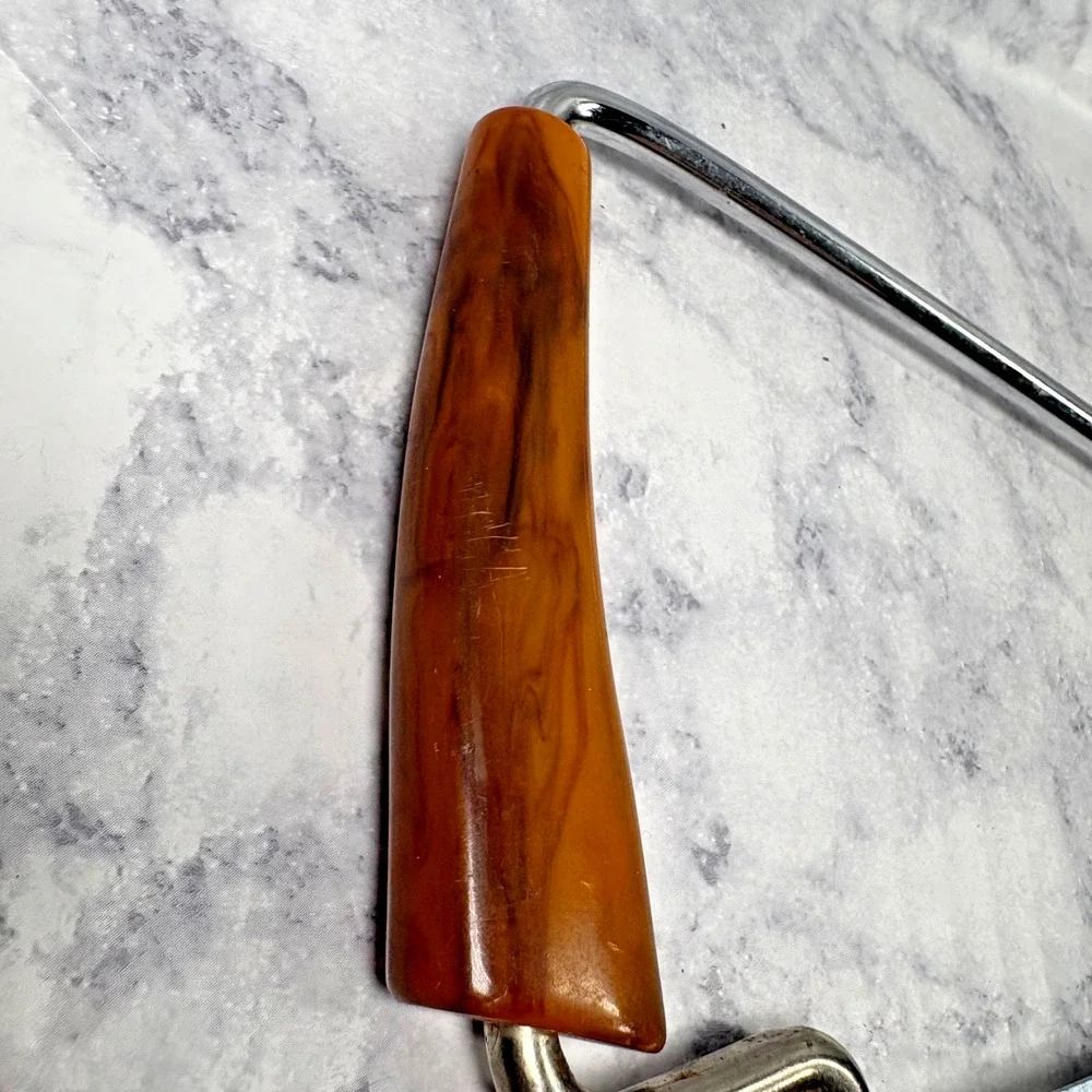 Vtg Retro MCM Bakelite Handle Frozen Food Poultry Meat Bone Kitchen Saw Knife